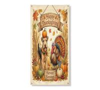 Couverture de porte décorative de Thanksgiving Lakeland Terrier 91,4 x 183 cm, récolte de dinde à suspendre pour porte d'entrée, intérieur et extérieur