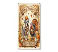Couverture de porte décorative de Thanksgiving Schnauzer pour porte d'entrée, intérieur et extérieur, 91,4 x 182,9 cm, récolte de dinde