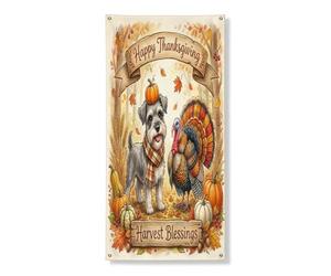 Couverture de porte décorative de Thanksgiving Schnauzer pour porte d'entrée, intérieur et extérieur, 91,4 x 182,9 cm, récolte de dinde