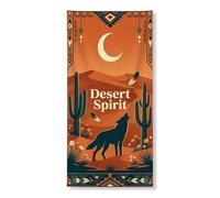 Couverture de porte décorative d'esprit du désert, cactus rustique, loup, nature, décoration de porte d'entrée, intérieur ou extérieur, festival d'automne fournitures de vacances 91,4 x 183 cm