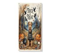 Couverture de porte décorative d'Halloween Lakeland Terrier 91,4 x 182,9 cm, décoration de porte gothique pour porte d'entrée, intérieur et extérieur, toile de fond de porche