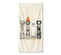 Couverture de porte décorative d'Halloween motif chien schnauzer 91,4 x 183 cm, décoration de porte mignonne et amusante à suspendre pour porte d'entrée, intérieur et extérieur