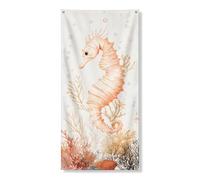 Couverture de porte décorative d'hippocampes - Bannières artistiques pour porte d'entrée, tentures tropicales d'été pour fête sur la plage ou thème nautique - 91,4 x 183 cm