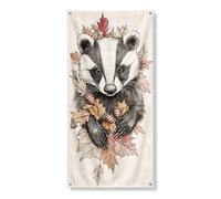 Couverture de porte décorative en forme d'animaux de la forêt dessinée à la main pour porte d'entrée, intérieur et extérieur, fournitures de vacances d'automne 91,4 x 183 cm