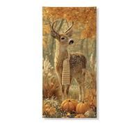 Couverture de porte décorative en forme de cerf d'automne rustique pour intérieur ou extérieur, récolte, festival, fournitures de vacances 91,4 x 183 cm