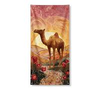 Couverture de porte décorative en forme de chameau du désert - Style mosaïque artistique - Décoration murale à suspendre - Bannière d'été bohème - 91,4 x 183 cm
