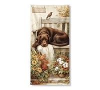 Couverture de porte décorative en forme de chien d'automne - Labrador retriever rustique et floral - Décoration de porte d'entrée intérieure ou extérieure - Toile de fond à suspendre - Fournitures de