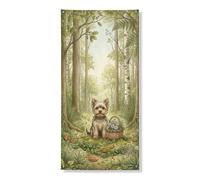 Couverture de porte décorative en forme de chien de forêt - Décoration de porte d'entrée - Intérieur ou extérieur - Printemps saisonnier - Toile de fond à suspendre - 91,4 x 183 cm