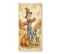 Couverture de porte décorative en forme de chien schnauzer d'automne 91,4 x 183 cm, épouvantails amusants à suspendre pour porte d'entrée, intérieur et extérieur, toile de fond de porche d'automne