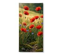 Couverture de porte décorative en forme de coquelicot - Décoration florale naturelle pour porte d'entrée - Intérieur ou extérieur - Décoration de fond à suspendre - Fournitures de vacances - 91,4 x