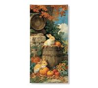 Couverture de porte décorative en forme de lapin d'automne - Scène de récolte de citrouille vintage - Décoration de porte d'entrée - Fournitures de fête d'automne pour intérieur et extérieur - 91,4 x