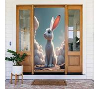 Couverture de porte décorative en forme de lapin mignon avec impression blanche n° 3 pour intérieur/extérieur, printemps, été, automne, hiver, Halloween, Noël