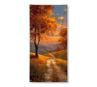 Couverture de porte décorative en forme de paysage d'automne, orangers rustiques, décoration de porte d'entrée, intérieur ou extérieur, toile de fond à suspendre pour festival, vacances, 91,4 x 183 cm