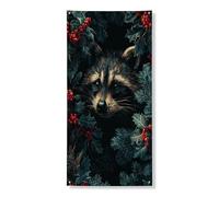 Couverture de porte décorative en forme de raton laveur - Motif vintage - Nature sauvage - Décoration d'intérieur et d'extérieur - 91,4 x 183 cm