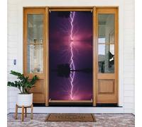 Couverture de porte décorative en forme d'orage violet - Bannière de porte pour intérieur et extérieur, décorations printemps/été/automne/hiver, Halloween, Noël