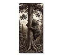 Couverture de porte décorative en forme d'ours grimpant sur le thème de la forêt sauvage, décoration de porte d'entrée, intérieur ou extérieur, toile de fond à suspendre en automne 91,4 x 183 cm