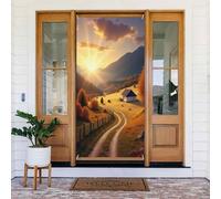 Couverture de porte décorative moderne avec motif coucher de soleil campagnard n° 28 pour intérieur/extérieur, printemps, été, automne, hiver, Halloween, Noël, décorations d'intérieur