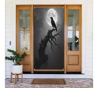 Couverture de porte décorative moderne et réaliste avec imprimé corbeau n°59 pour intérieur/extérieur, printemps, été, automne, hiver, Halloween, Noël, décorations d'intérieur