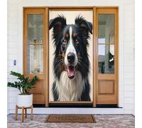 Couverture de porte décorative moderne et réaliste Motif Collie No.51 pour intérieur/extérieur, printemps, été, automne, hiver, Halloween, Noël