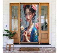 Couverture de porte décorative n° 200 avec imprimé floral pour intérieur/extérieur, printemps, été, automne, hiver, Halloween, Noël, décoration d'intérieur