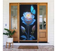 Couverture de porte décorative n° 240 avec motif papillon rose bleu pour intérieur/extérieur, printemps, été, automne, hiver, Halloween, Noël