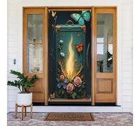 Couverture de porte décorative n° 260 avec imprimé floral et papillon pour intérieur/extérieur, printemps, été, automne, hiver, Halloween, Noël, décoration d'intérieur