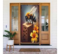 Couverture de porte décorative n° 28 avec motif fleur d'abeille pour intérieur/extérieur, printemps, été, automne, hiver, Halloween, Noël