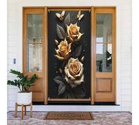 Couverture de porte décorative n° 349 avec motif papillon or rose pour intérieur/extérieur, printemps, été, automne, hiver, Halloween, Noël, décorations d'intérieur