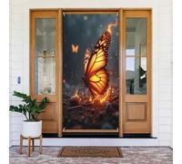Couverture de porte décorative n° 387 avec imprimé papillon cool pour intérieur/extérieur, printemps, été, automne, hiver, Halloween, Noël, décorations d'intérieur