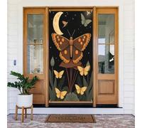 Couverture de porte décorative n° 53 avec imprimé papillon de nuit pour intérieur/extérieur, printemps, été, automne, hiver, Halloween, Noël