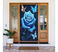 Couverture de porte décorative n° 71 avec motif papillon rose bleu pour intérieur/extérieur, printemps, été, automne, hiver, Halloween, Noël