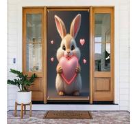 Couverture de porte décorative n° 97 avec imprimé lapin mignon pour intérieur/extérieur, printemps, été, automne, hiver, Halloween, Noël, décoration d'intérieur