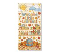 Couverture de porte décorative, nuages fantaisistes et ludiques feuilles d'automne jaune avec corde à suspendre pour porte, porche, terrasse, intérieur et extérieur, 91,4 x 183 cm