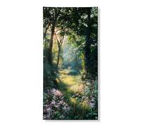 Couverture de porte décorative paisible de forêt luxuriante pour le printemps et l'été, bannière d'entrée intérieure et extérieure sur le thème de la nature, 91,4 x 183 cm