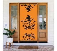 Couverture de porte décorative pour Halloween, sorcière volante, parfaite pour les décorations de Noël intérieures et extérieures