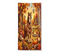 Couverture de porte décorative pour porte d'entrée, intérieur et extérieur, 91,4 x 182,9 cm, motif chevaux d'automne