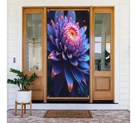Couverture de porte décorative réaliste avec impression violette de dahlia n° 27 pour intérieur/extérieur, printemps, été, automne, hiver, Halloween, Noël