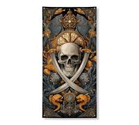 Couverture de porte décorative vintage à thème nautique - Décoration d'intérieur et d'extérieur - Motif crâne de pirate - 91,4 x 182,9 cm