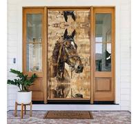 Couverture de porte décorative vintage motif cheval musical - Bannière de porte pour intérieur et extérieur, décorations printemps/été/automne/hiver, Halloween, Noël