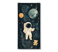Couverture de porte décorative vintage sur le thème des astronautes cosmiques planètes étoiles, bannière de porte d'entrée, décoration d'intérieur et d'extérieur, festival, fournitures de vacances