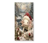 Couverture de porte décorative Winter Wonderland, jolie scène de neige axolotl, décoration de porte d'entrée, toile de fond intérieure ou extérieure, 91,4 x 183 cm