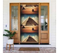 Couverture de porte décorée Rêver des pyramides de Khufu - Bannière imprimée - Décoration murale festive pour décoration de fête