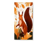 Couverture de porte d'écureuil d'automne - Bannière décorative sur le thème des animaux de la forêt - Décoration de porte d'entrée intérieure ou extérieure - Fournitures de célébration saisonnière