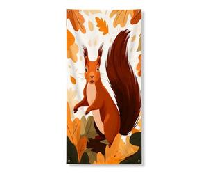 Couverture de porte d'écureuil d'automne - Bannière décorative sur le thème des animaux de la forêt - Décoration de porte d'entrée intérieure ou extérieure - Fournitures de célébration saisonnière