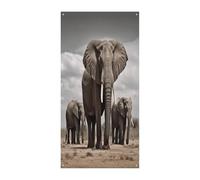Couverture de porte d'entrée éléphant africain - Bannière de bienvenue - Grande toile de fond amusante - Bannière décorative à suspendre à l'intérieur et à l'extérieur - Cadeau de printemps pour amis