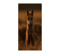 Couverture de porte d'entrée Fox at Sunset - Bannière de porte de bienvenue - Grande toile de fond amusante - Décoration à suspendre à l'intérieur et à l'extérieur - Cadeau de printemps pour amis