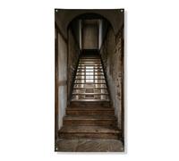 Couverture de porte d'escalier vintage - Bannière décorative en bois rustique pour intérieur et extérieur - Décoration saisonnière d'automne - 91,4 x 183 cm