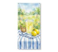Couverture de porte d'été limonade décorative, design rafraîchissant de boisson aux agrumes pour décoration de porte d'entrée, intérieur ou extérieur, toile de fond saisonnière à suspendre