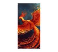 Couverture de porte d'été Phoenix orange et rouge - Grande bannière à suspendre - Couverture de porte de bienvenue - Bannière pour porte d'entrée, fête, printemps, intérieur et extérieur