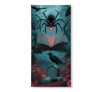 Couverture de porte d'Halloween araignée décorative, œuvre d'art gothique sombre fantaisie pour porte d'entrée, intérieur ou extérieur, toile de fond effrayante à suspendre, fournitures de festival